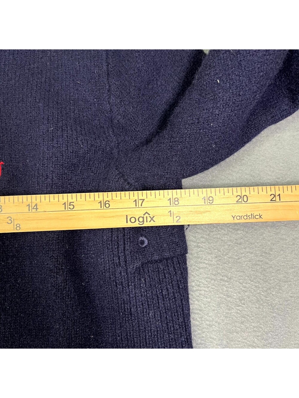 Polo Ralph Lauren Sweater Navy Blue Mens Medium 100% Lambswool 1/4 Zip Preppy - Picture 3 of 6